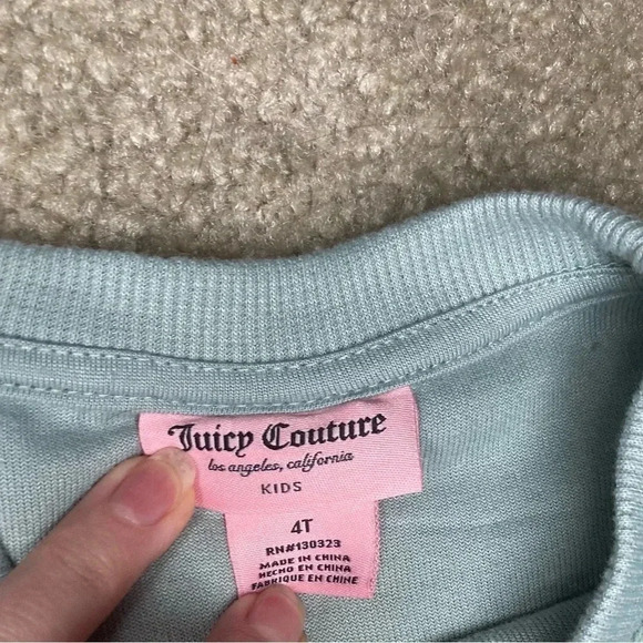Juicy Couture Girls Velour Tracksuit Pullover Size 4T Teal - Picture 4 of 5